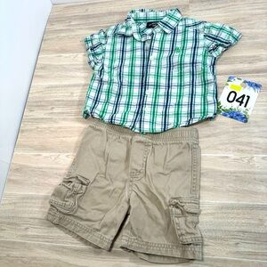 12M coordinated baby boy outfits.  US polo Association button-down +cargo kb41